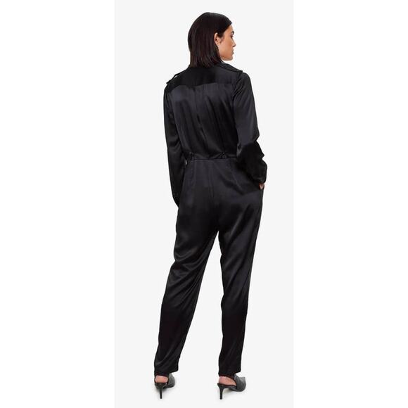 NEW! Anine Bing M Rosalie 100% Silk Jumpsuit $640 One Piece Coveralls Black - Picture 4 of 15